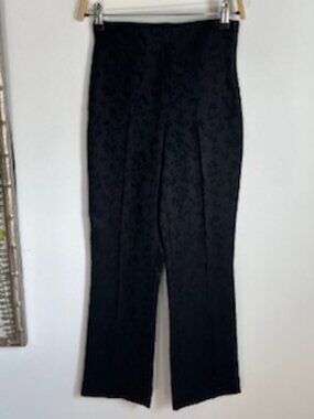 🧡3/15 Zara Black High Waisted Textured Velvety Floral Pants Women's XS
